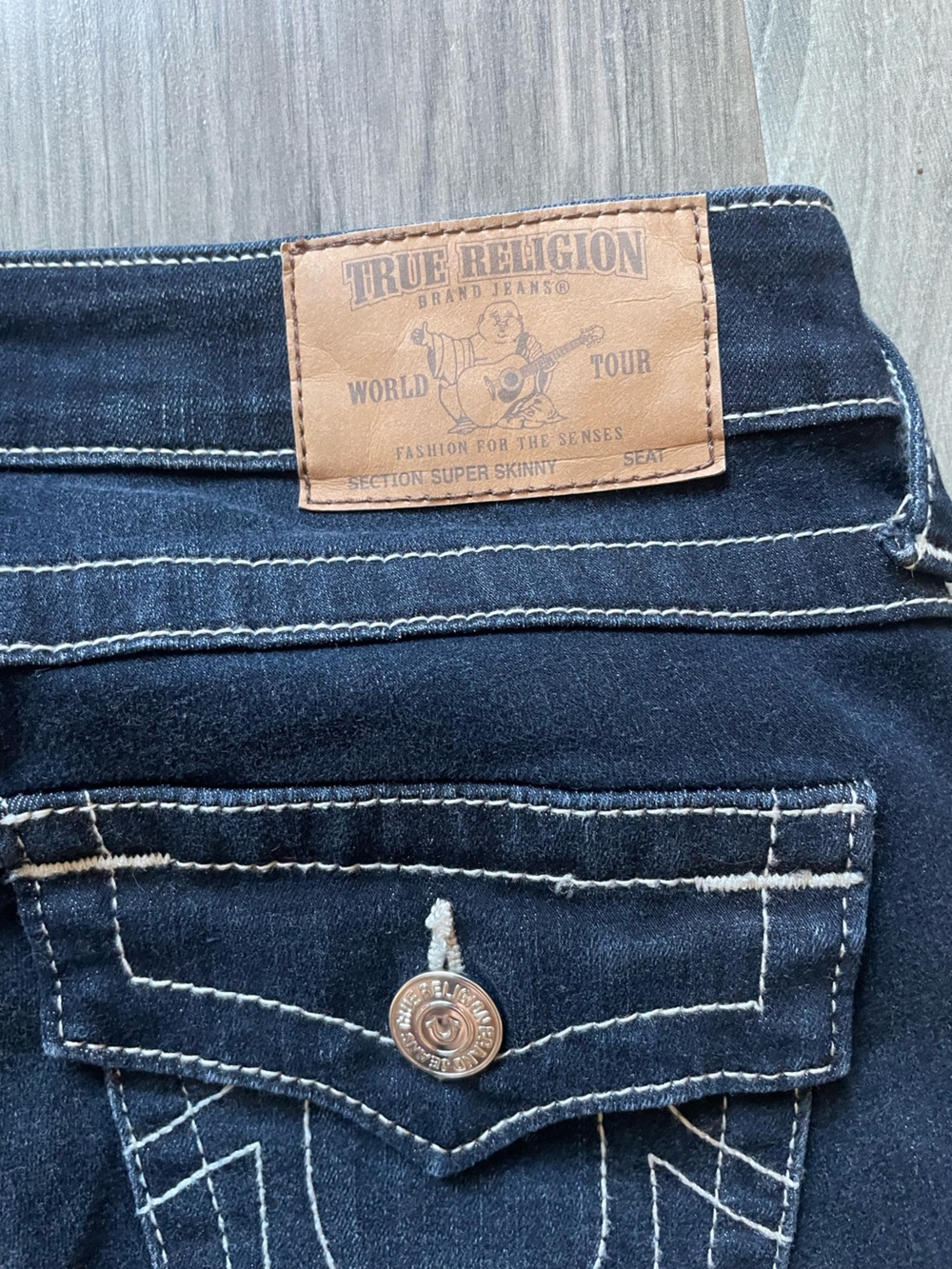 True Religion Dark Indigo Jeans with Contrast Stitching
